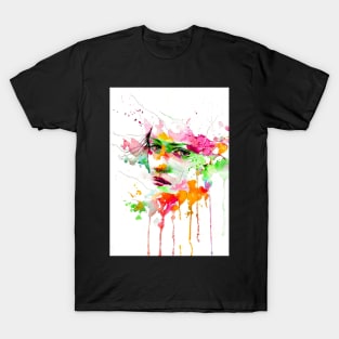 Watercolour art woman face color watercolor T-Shirt